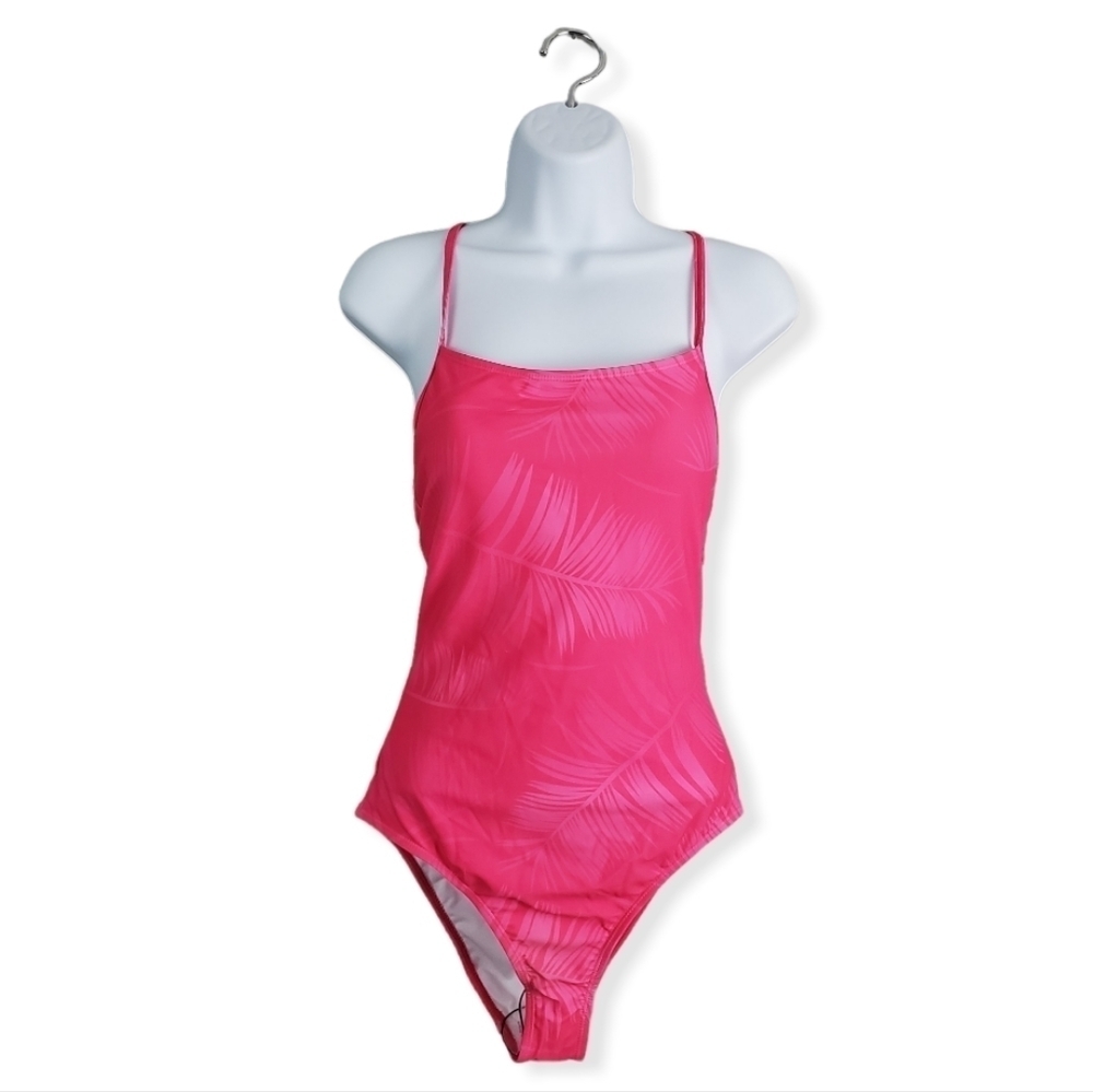 Avva Sport Pink Tropical Printed One Piece Swim Bathing Suit Small BNWT